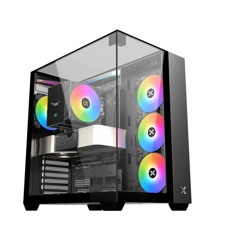 Caja PC Xigmatek Aqua V negra de vidrio templado